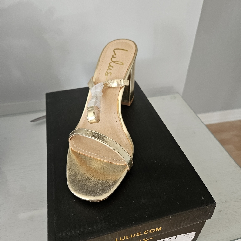 Lulu's Metallic Gold Heeled Sandals